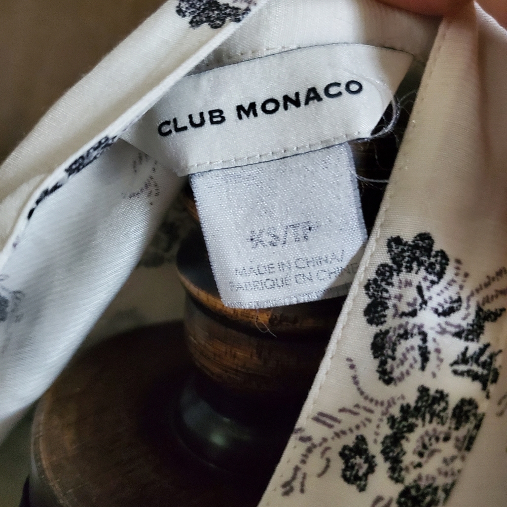 Club Monaco Cream and Black Floral Top - Picture 3 of 3